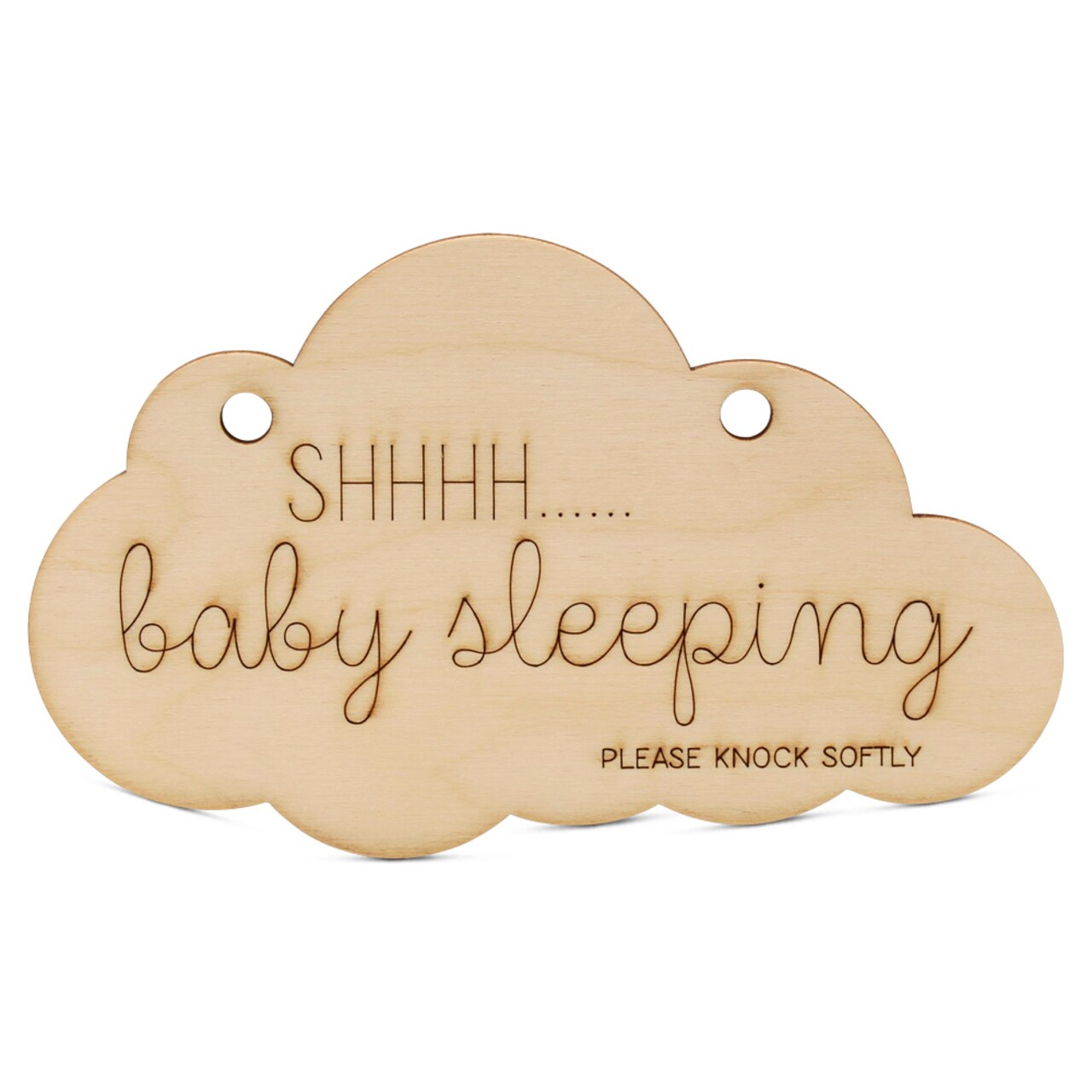 Shh Baby Sleeping Door Sign 6-inch, Wood Nursery No Knocking Sign | Woodpeckers